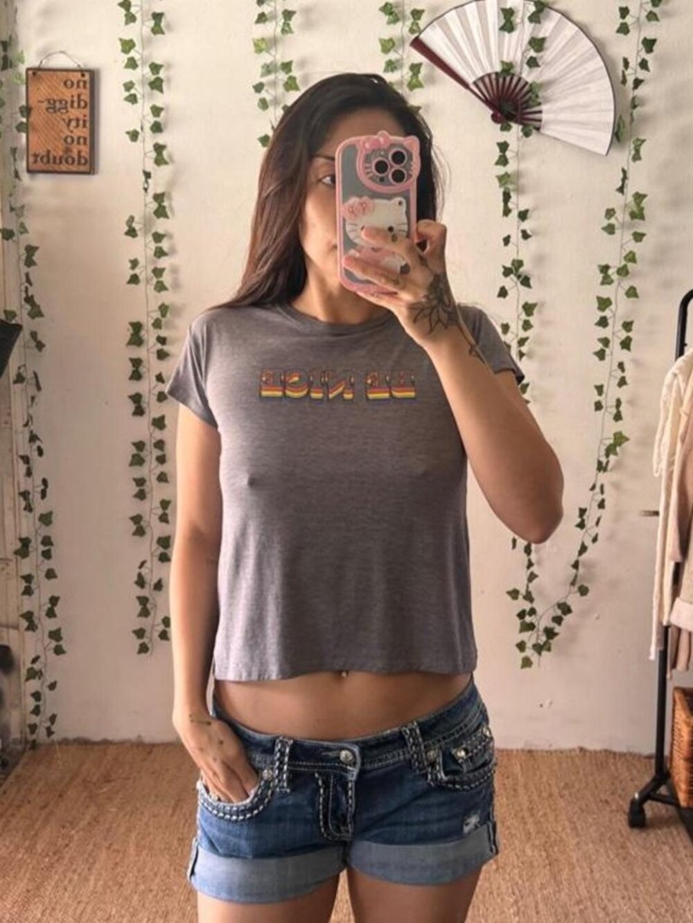 Sub_Urban Riot "Be Nice" gray baby tee soft and lightweight size M